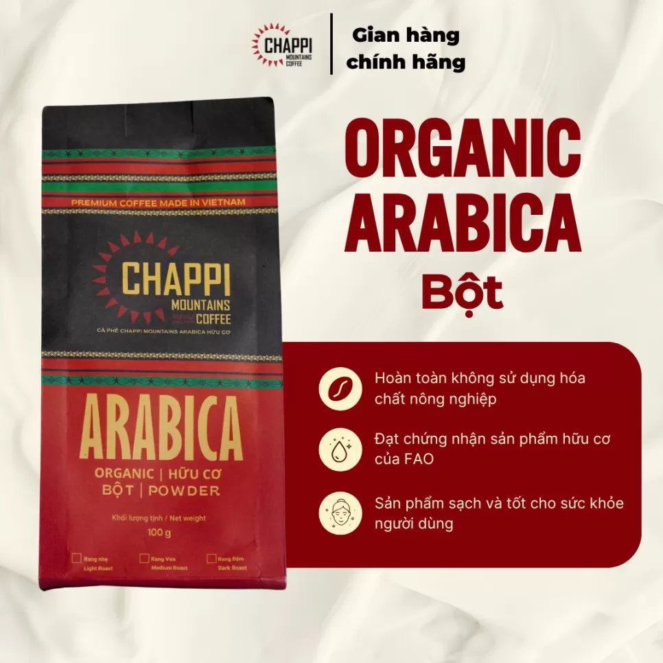 CÀ PHÊ BỘT ARABICA HỮU CƠ ORGANIC (Hữu cơ đã được kiểm nghiệm)